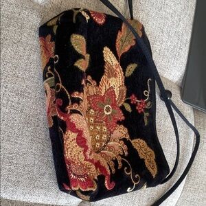 Vintage Danny K Black and Red tapestry Bag adjustable strap